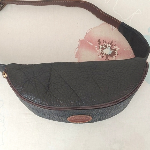 Vintage Roots black / brown leather fanny pack waist bag - Picture 5 of 12